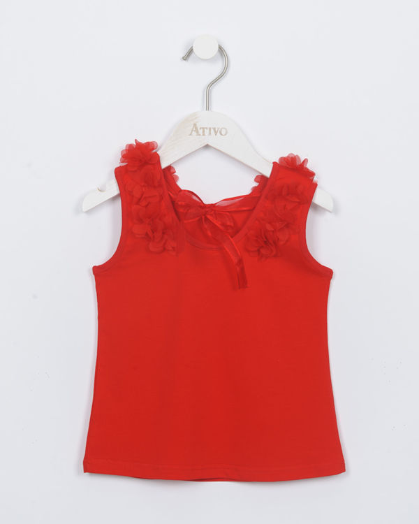 Picture of ND7014 GIRLS TOP WITH FRILL ON THE COLLAR & BOW AT THE BACK